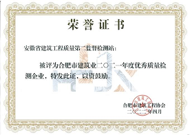 合肥市建筑業(yè)二0二一年度優(yōu)秀質(zhì)量檢測(cè)企業(yè)